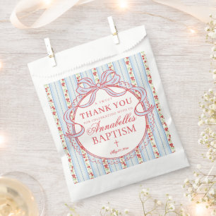 Sachets En Papier Rouge & Bleu Vintage Fancy Floral Dessert de Baptê