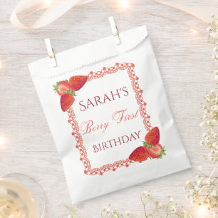 Sachets En Papier Rouge Dentelle Baie Premier Anniversaire