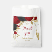Sachets En Papier rouge et fleurs noires or (Devant)