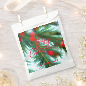 Sachets En Papier Rouge peintre Baies et Branches de pin de Noël (Coupé)