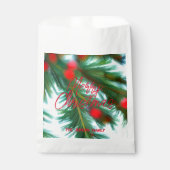 Sachets En Papier Rouge peinturé baie et branche de pin de Noël (Devant)