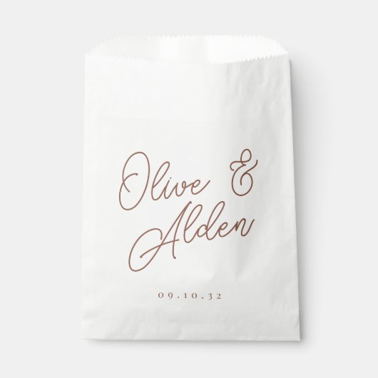 Sachets En Papier Rouille | Mariage de noms de script surdimensionné (Devant)