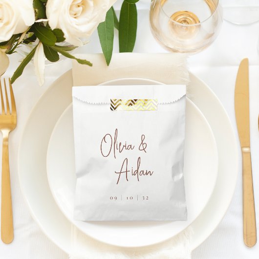 Sachets En Papier Rouille | Mariage de script manuscrit moderne