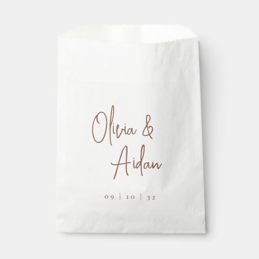 Sachets En Papier Rouille | Mariage de script manuscrit moderne (Devant)