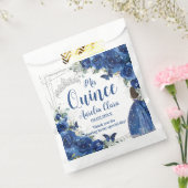 Sachets En Papier Royal Blue Floral Princess Silver Quinceañera (Scellé)