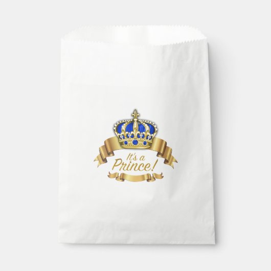 Sachets En Papier Royal Blue Gold Prince Baby shower (Devant)