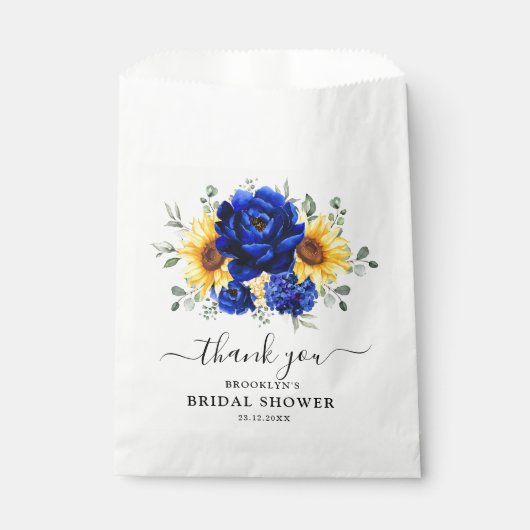 Sachets En Papier Royal Blue Rustic Tournesol Fête des mariées moder (Devant)