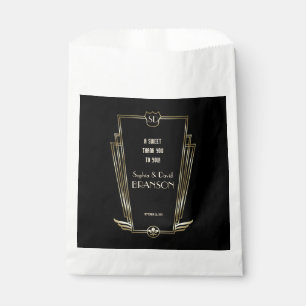 Sachets En Papier Royal Gold Art Déco Monogram Mariage MERCI