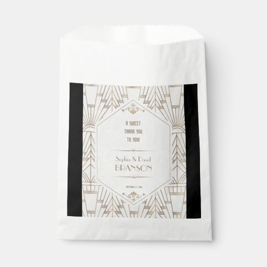 Sachets En Papier Royal White Gold Great Gatsby Mariage MERCI (Devant)