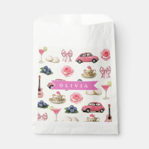 Sachets En Papier Ruban de cocktail rose coquette personnalisé adora
