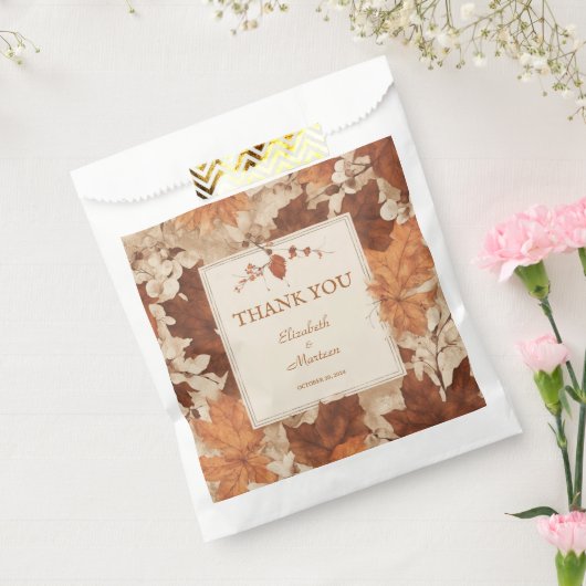 Sachets En Papier Russe Beige Brown Érable Feuille Mariage d'automne (Scellé)