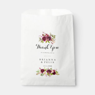 Sachets En Papier Russe Blush Bourgogne Floral Merci Mariage