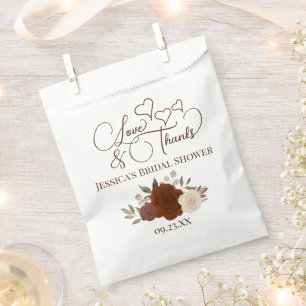 Sachets En Papier Rust Orange Boho Floral Amour Merci Fête des marié