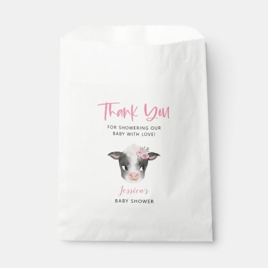 Sachets En Papier Rustic Cow Farm thème Baby shower fille (Devant)