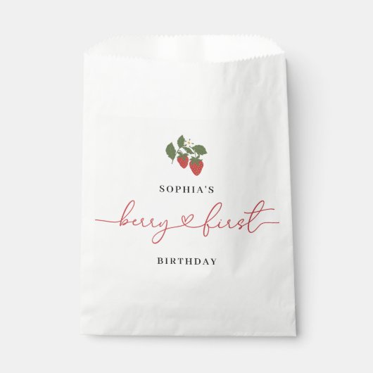 Sachets En Papier Rustic Elegant Girl's Berry Première fête d'annive (Devant)