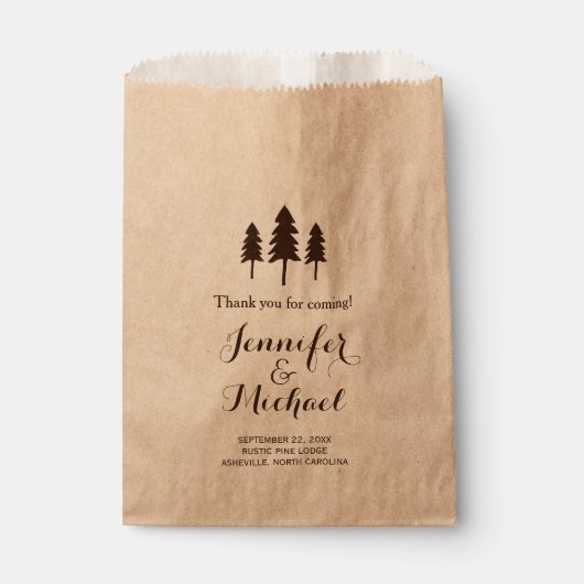 Sachets En Papier Rustic Forest Trees Mariage Merci Candy Buffet (Devant)