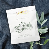 Sachets En Papier Rustic Green Pine Woods Mountain Sketch Mariage
