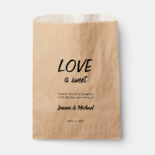 Sachets En Papier Rustic Love is Sweet script mariage Merci (Devant)
