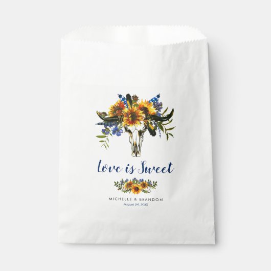 Sachets En Papier Rustic Navy Blue Sunflower Boho Mariage Sweet (Devant)