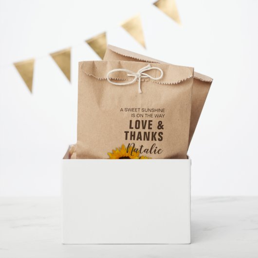 Sachets En Papier Rustic Sunflower Love et Merci Baby shower (Fête)