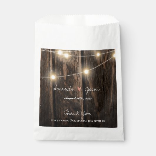 Sachets En Papier Rustic Wood Bride Groom Merci de mariage (Devant)