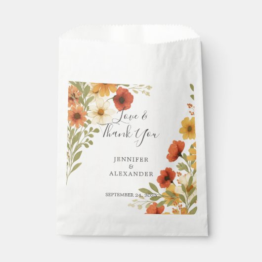 Sachets En Papier Rustique aquarelle florale merci mariage boho (Devant)