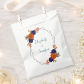 Sachets En Papier Rustique Automne Orange Navy Bleu Floral Mariage (Coupé)