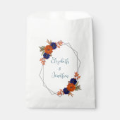 Sachets En Papier Rustique Automne Orange Navy Bleu Floral Mariage (Devant)