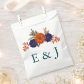 Sachets En Papier Rustique Automne Orange Navy Bleu Floral Mariage (Coupé)