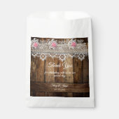 Sachets En Papier Rustique Barnwood, dentelle et Mariage Rose (Devant)