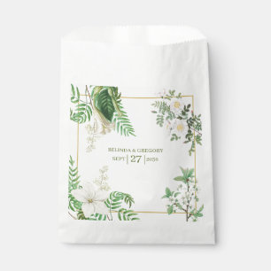 Sachets En Papier Rustique blanc vert aquarelle Mariage or Floral