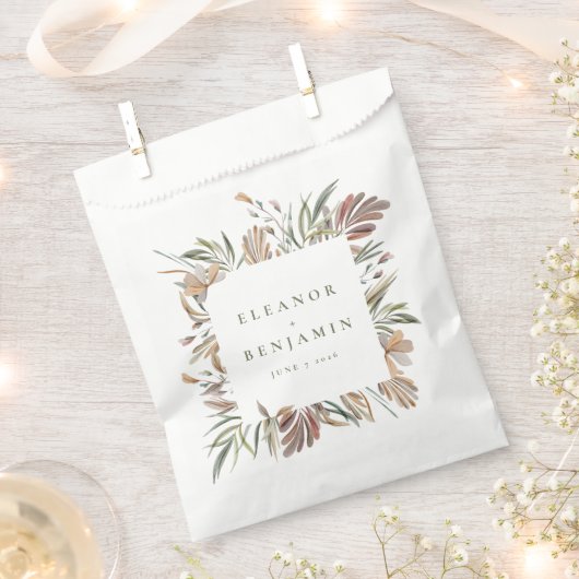 Sachets En Papier Rustique Botanique Tons de la Terre Mariages Noms (Coupé)
