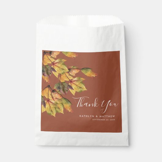 Sachets En Papier Rustique Brown Autumn Foliage Mariage de automne (Devant)