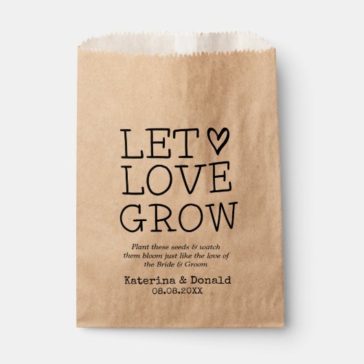 Sachets En Papier Rustique Kraft laisser l'amour pousser Mariage de (Devant)