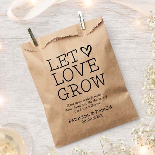 Sachets En Papier Rustique Kraft laisser l'amour pousser Mariage de  (Coupé)