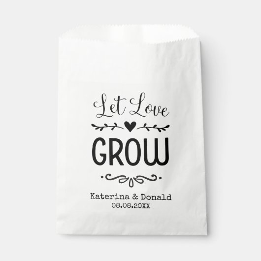 Sachets En Papier Rustique Laisser l'amour grandir semence mariage F (Devant)