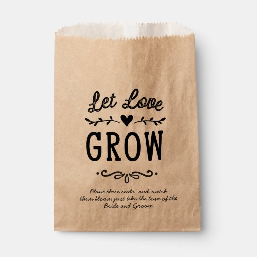 Sachets En Papier Rustique Laisser l'amour grandir semence mariage F (Devant)