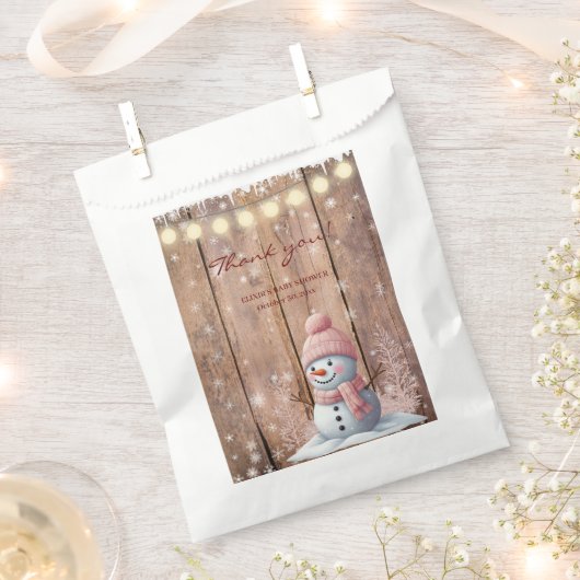 Sachets En Papier Rustique moderne Elegant Baby shower Snowman (Coupé)