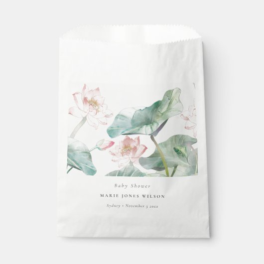 Sachets En Papier Rustique moderne Pastel Blush Baby shower Nénuphar (Devant)