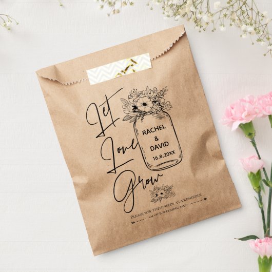 Sachets En Papier rustique | Script élégant | LAISSER L'AMOUR SE DÉV (Scellé)