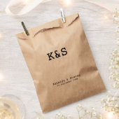 Sachets En Papier Rustique Simple Monogramme Initiales Mariage Treat (Coupé)