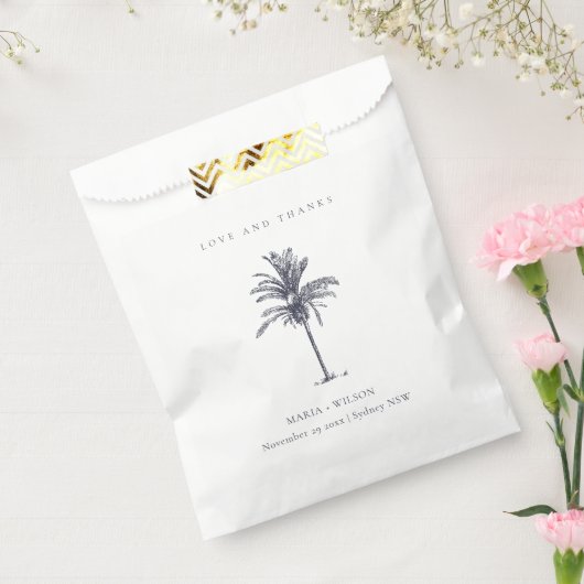 Sachets En Papier Rustique Tropical Navy Palm Tree Mariage Merci (Scellé)