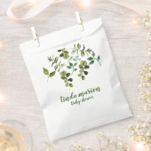 Sachets En Papier Sac à baby shower vert fleuri faveur fleurie (Coupé)