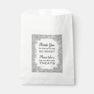 Sachets En Papier Sac à bonbons Argent Sparkle Bar Buffet Mariage Fa
