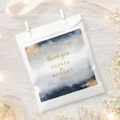 Sachets En Papier Sac à Faveur de Mariage Bleu Marine et Or (Coupé)