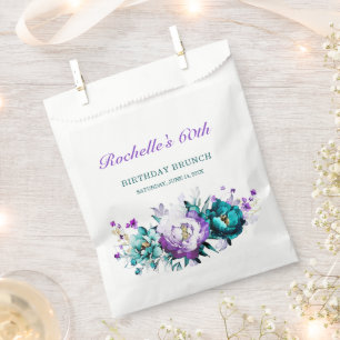 Sachets En Papier Sac à Faveurs en Faux Feuille de Teal, Violet et O
