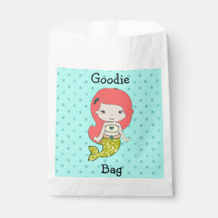 Sachets En Papier Sac à goodie de sirène jaune et Turquoise et rouge
