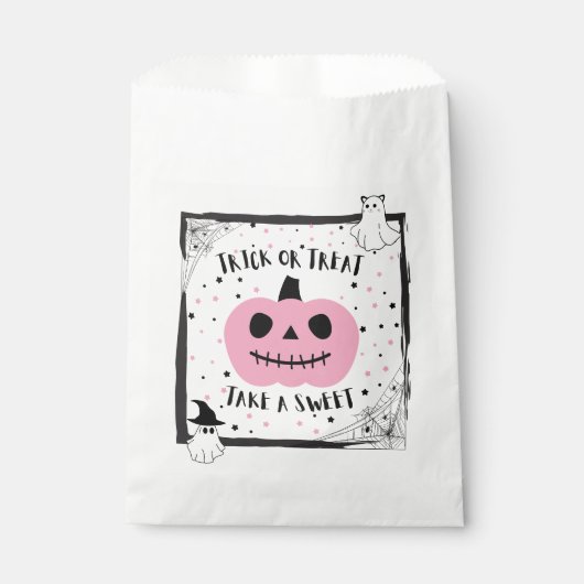 Sachets En Papier Sac à loot d'Halloween astuce citrouille à bonbons (Devant)