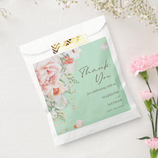 Sachets En Papier Sac à Merci Floral Vert Mint Mariage Favor (Scellé)