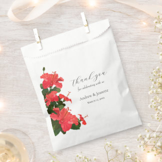 Sachets En Papier Sac à Merci rouge Hibiscus Fleur Mariage Favor